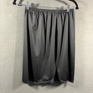 vintage‎ vanity fair women nylon slip skirt medium black lace fairy grunge goth